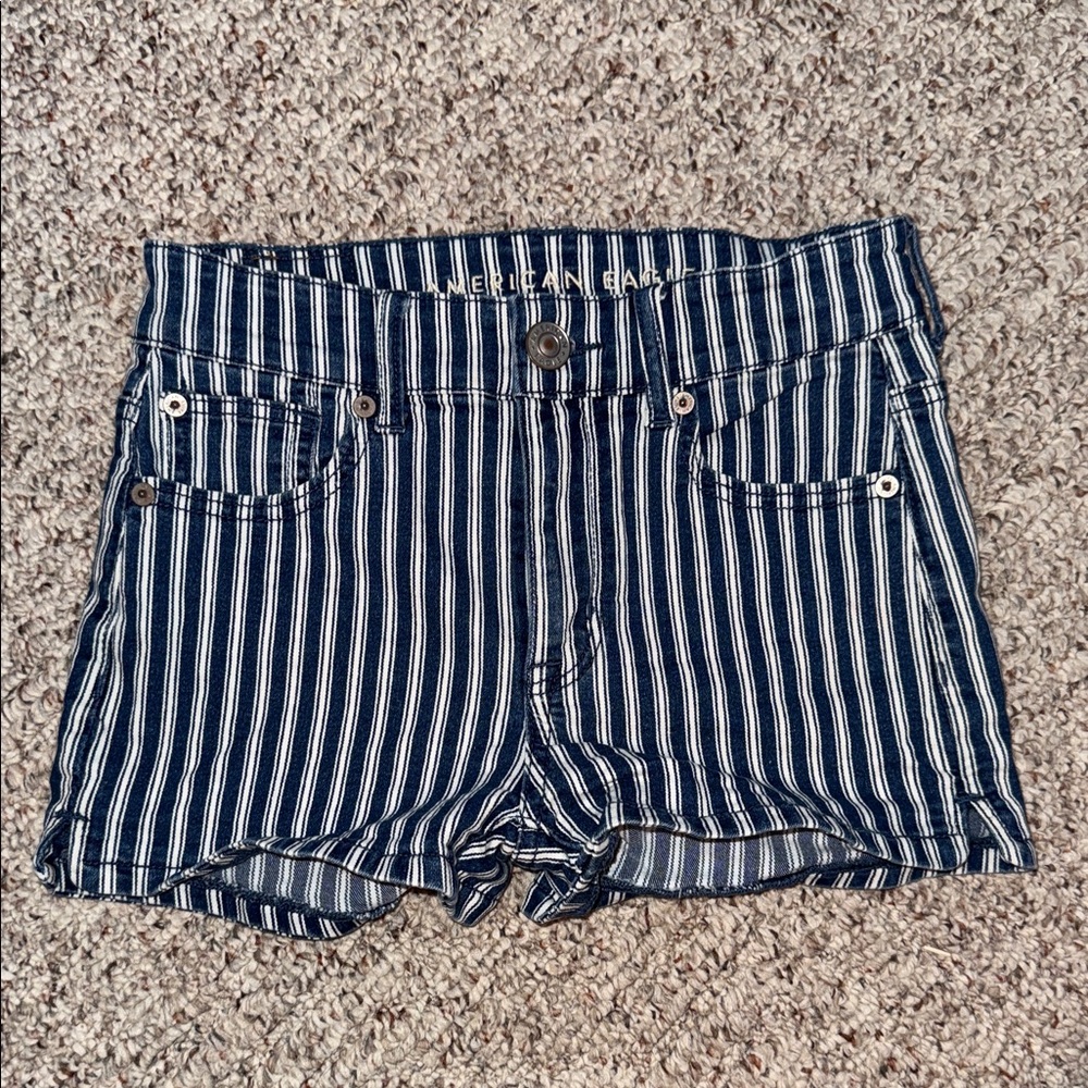 American Eagle Outfitters Women's Navy Striped Jean Shorts